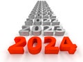 Red number of new year 2024 near old years. Celebrate holiday concept Royalty Free Stock Photo