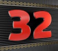 Red number 32 with endless knot Royalty Free Stock Photo