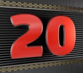 Red number 20 with endless knot Royalty Free Stock Photo