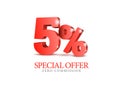 Red number 5 percent. Royalty Free Stock Photo