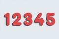 Red Number Sequence One Two Three Four Five Bold Font Royalty Free Stock Photo