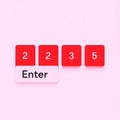 Red Number Squares and Pink Enter Button in Sequence