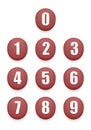 Red Numbers Buttons