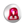 Red Nun icon isolated on transparent background. Sister of mercy. Silver circle button.