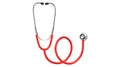 Red Nurse Stethoscope Medical Health Care Symbol. Stethoscope Medicine Equipment Icon. 3d Renderign Design Template