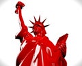 Red NY statue on white