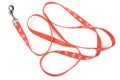 Red nylon dog lead or leash with paw print
