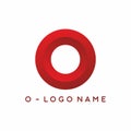 Red O letter for intial name logo template