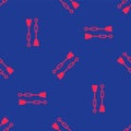 Red Oars or paddles boat icon isolated seamless pattern on blue background. Vector Royalty Free Stock Photo