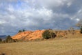 Red ochre lands or ocher marl in Corbieres, France