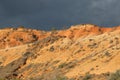 Red ochre lands or ocher marl in Corbieres, France