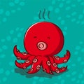 Red octopus with air bubble background Royalty Free Stock Photo