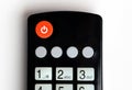 Off button on the TV remote control. Television remote control closeup Royalty Free Stock Photo