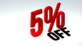 Red 5% off Discount Icon.
