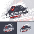 Red Off Road car logo overcoming mud obstacles, logo in three versions
