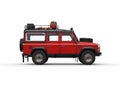 Red off road vehicle with all equipment - side view Royalty Free Stock Photo