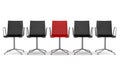 Red office chair among black chairs isolated Royalty Free Stock Photo