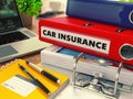 Red Office Folder with Inscription Car Insurance Royalty Free Stock Photo