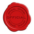 Red official word round wax seal stamp