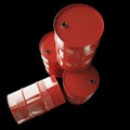 Red oil barrels isolated on black background. Royalty Free Stock Photo