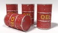 Red oil barrels on white Royalty Free Stock Photo