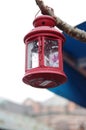 The red oil lamp is hung up on the tree Royalty Free Stock Photo