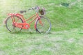 Red Old Bicycle On Green Grass In Summer Day Royalty Free Stock Photo