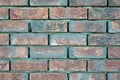 red old brick wall background, brick wall texture, structure. old broken brick, cement joints, close-up. Royalty Free Stock Photo