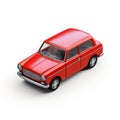 Realistic Red Retro Car Diecast Model On White Background