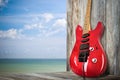 Red Old Electric Guitar Royalty Free Stock Photo