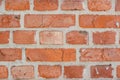 Red old faded bricks wall background with cracks and flaws Royalty Free Stock Photo