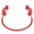 Red old fashion phone handsets connected Royalty Free Stock Photo