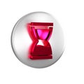 Red Old hourglass with flowing sand icon isolated on transparent background. Sand clock sign. Business and time Royalty Free Stock Photo