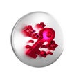 Red Old magic key icon isolated on transparent background. Silver circle button. Royalty Free Stock Photo