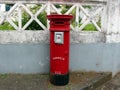 Red old mailbox on the street in Horta Royalty Free Stock Photo