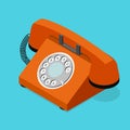 Red Old Phone Isometric View. Vector Royalty Free Stock Photo