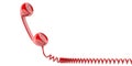 Red old phone receiver on white background. 3d illustration Royalty Free Stock Photo