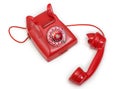 Red Old Phone with Rotary Dial Royalty Free Stock Photo
