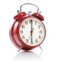Red old style alarm clock isolated on white Royalty Free Stock Photo