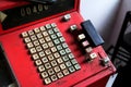 Red old-time cash register Royalty Free Stock Photo