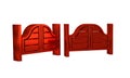 Red Old western swinging saloon door icon isolated on transparent background.