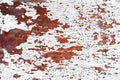 Red old wooden texture background. Weathered wooden board with peeled off white paint Royalty Free Stock Photo