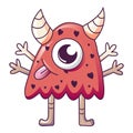 Red one eye monster icon, cartoon style Royalty Free Stock Photo