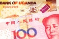 Ugandan currency paired with money from China