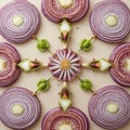 Red Onion Botanical Mandala Composition Royalty Free Stock Photo