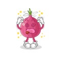 Red onion dizzy head mascot. cartoon vector Royalty Free Stock Photo