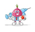 Red onion doctor holding medichine and injection Royalty Free Stock Photo