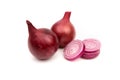 Red onion heads on a white background