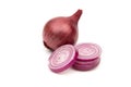 Red onion heads on a white background