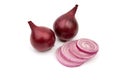 Red onion heads on a white background
